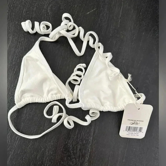 Frankies Bikinis Zeus Cotton Swim Bikini Top in White Sz M - Picture 5 of 5